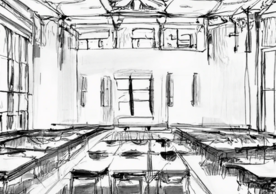 Line Drawing of Classroom